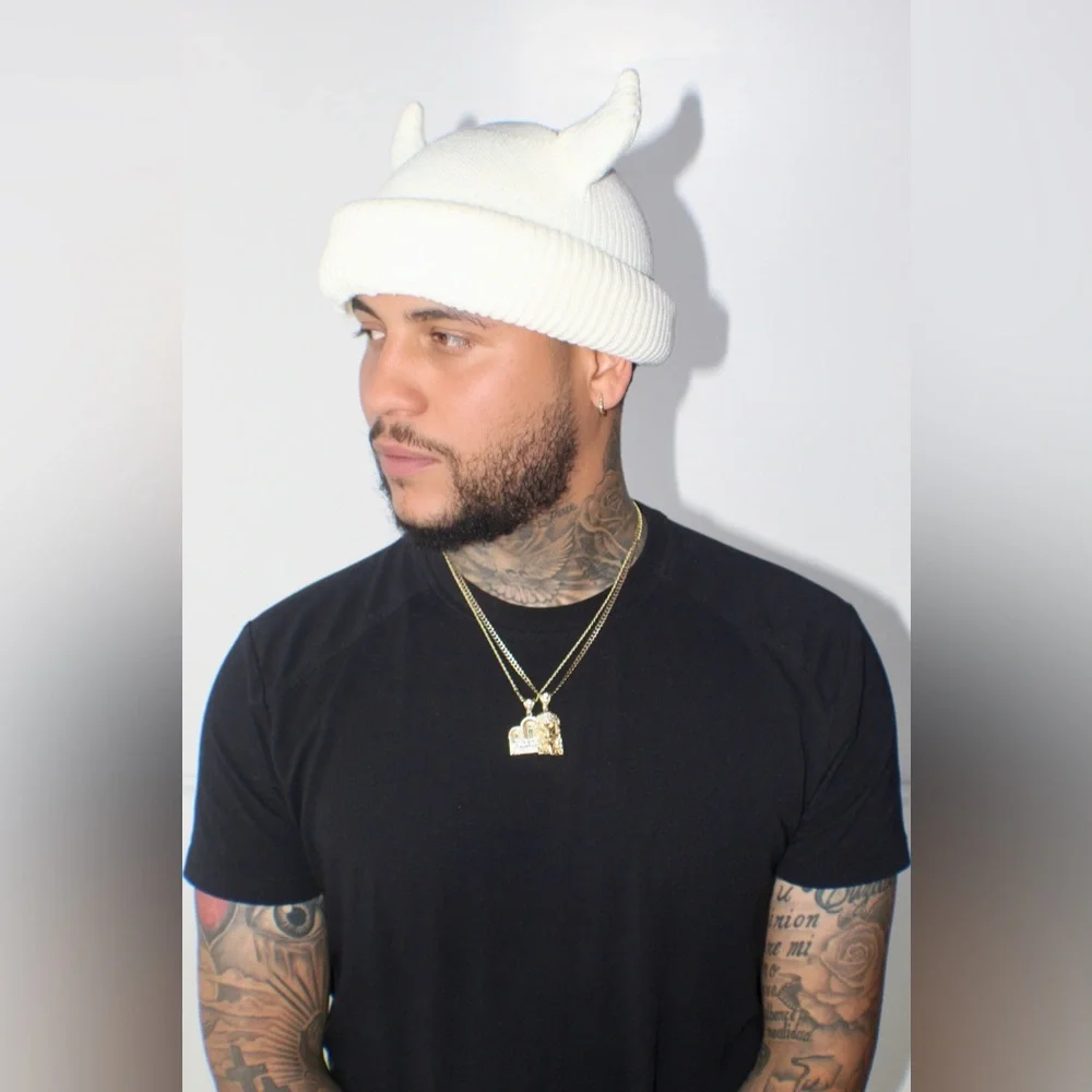 White Devil Ski Mask Sheisty Baclava and Beanie for Rave or Motorcross Moto